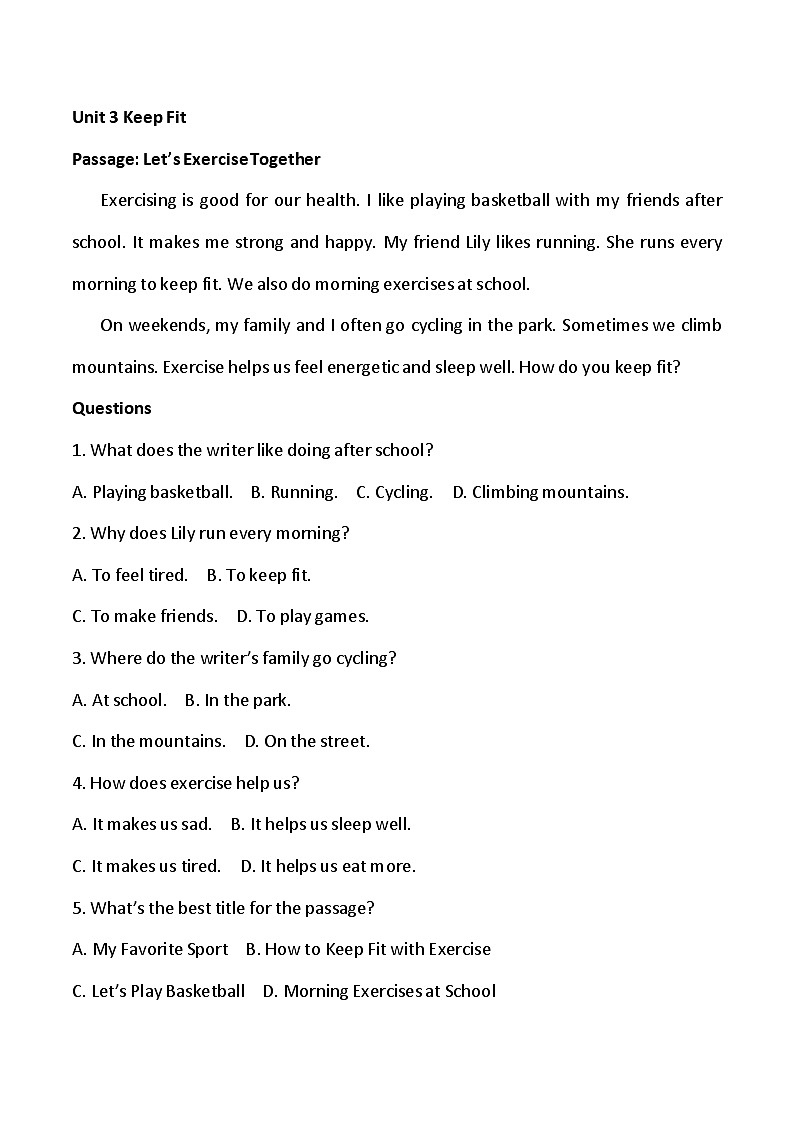 2024版人教版七年级英语下册期末单元话题性阅读理解专项练习题含答案第3页