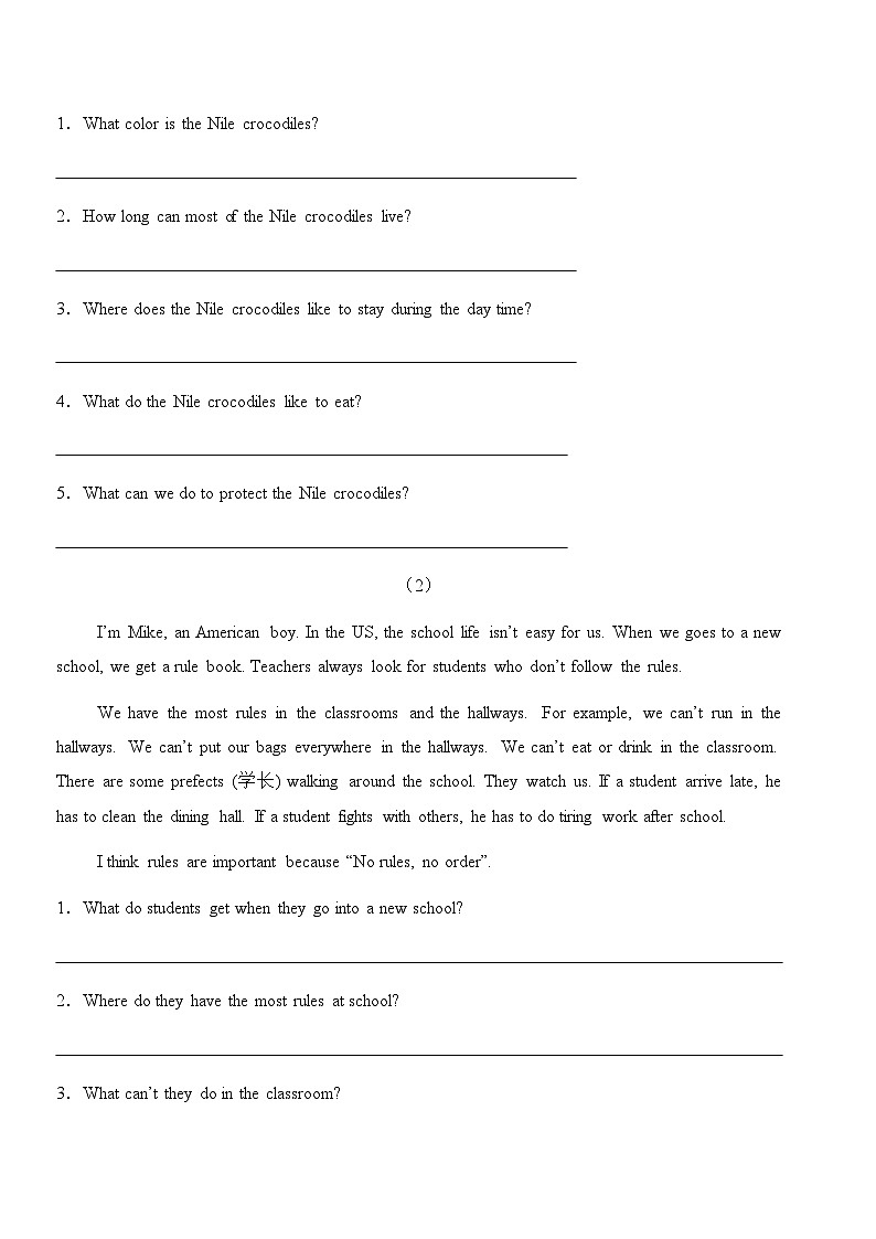 2024版人教版英语七年级下册期末复习 任务型阅读学案第3页