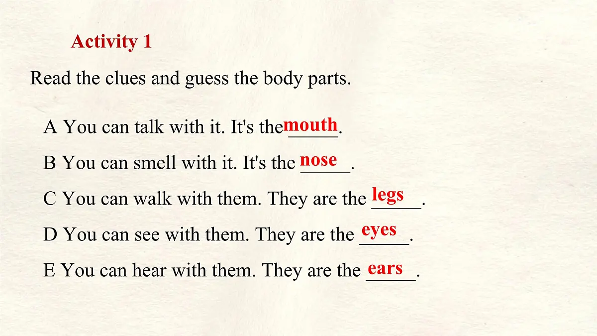 冀教版英语（2024） 七年级上册 Unit 3 All about me Lesson 1 Me and my body (2)课件第4页