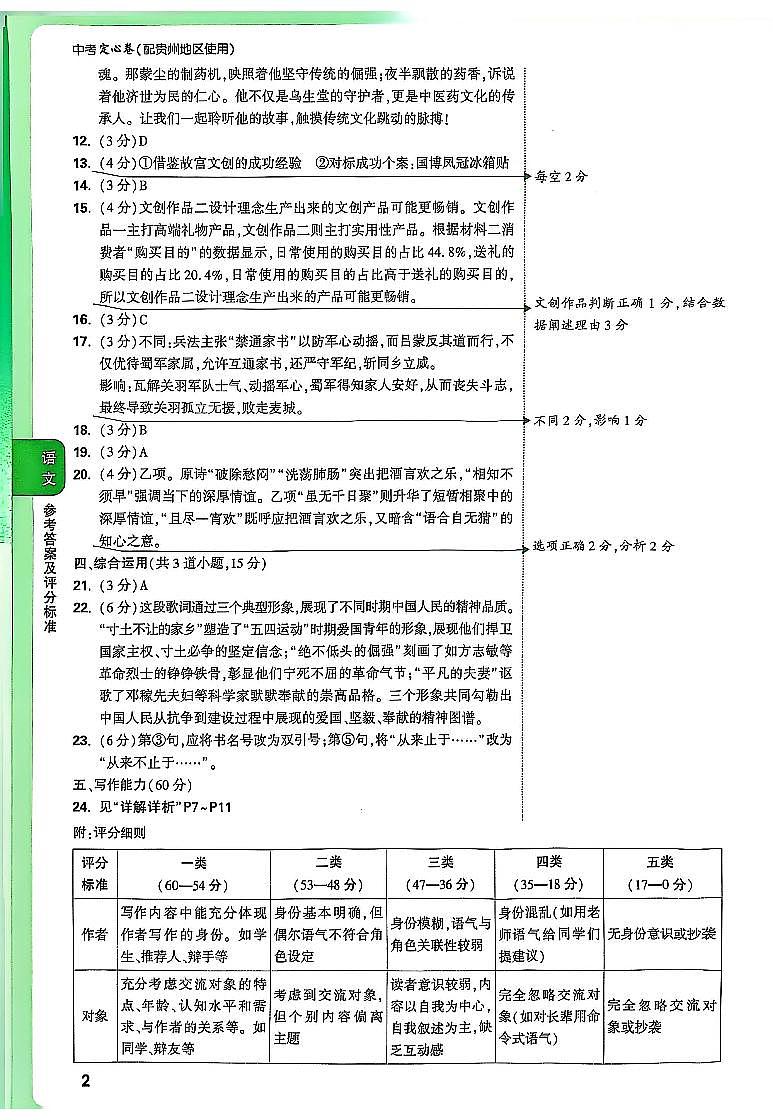 2025《万唯中考•贵州定心卷》答案解析第2页