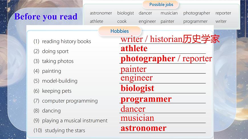 Unit 8 Follow your interests：Section 1 Reading 课件 2024-2025学年沪教版七年级英语下册第5页