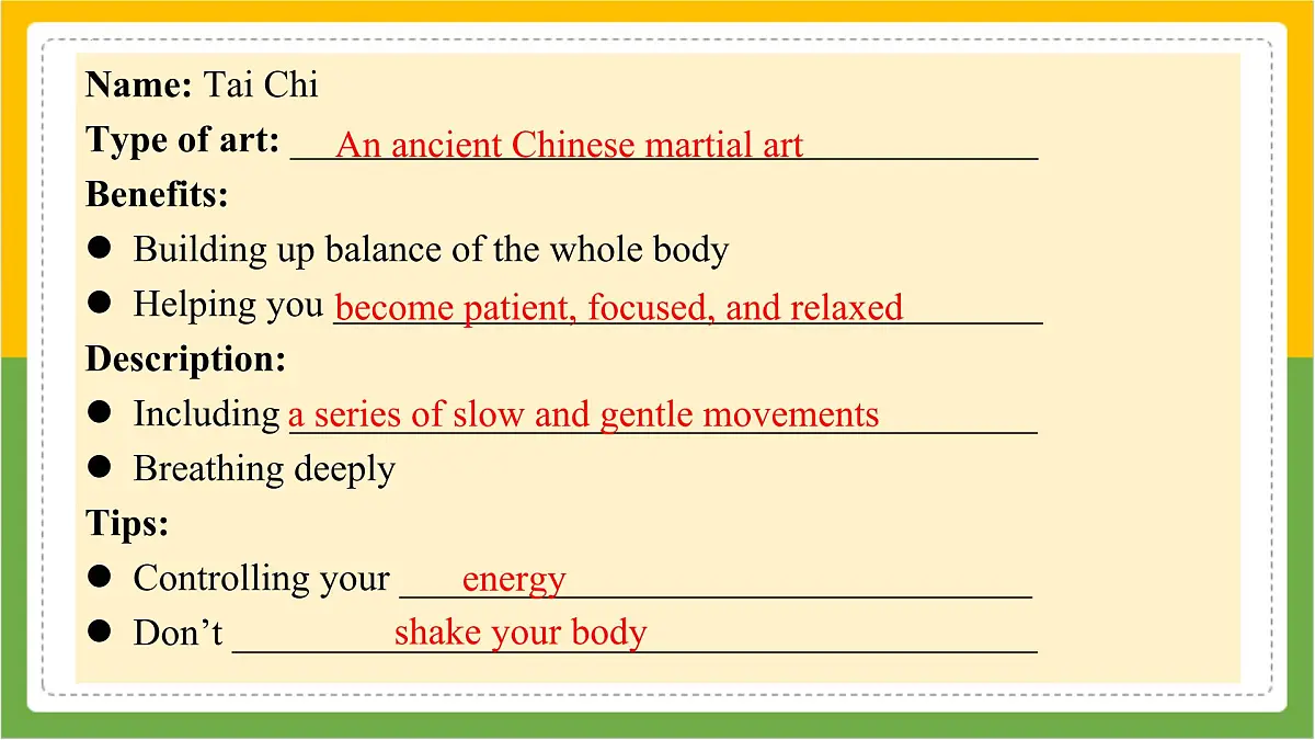 Unit 7 lesson 6 Tai Chi 课件 2024-2025学年冀教版英语七年级下册第6页