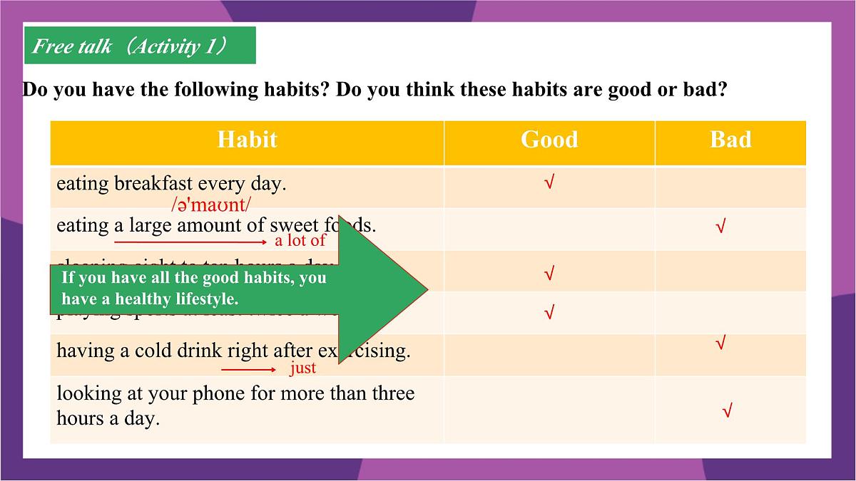 Unit 7 Ways to be healthy Lesson 4 Tim's healthy lifestyle 课件 2024-2025学年冀教版英语七年级下册第3页