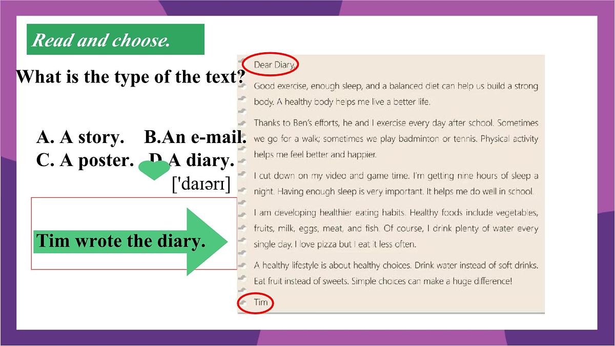 Unit 7 Ways to be healthy Lesson 4 Tim's healthy lifestyle 课件 2024-2025学年冀教版英语七年级下册第4页