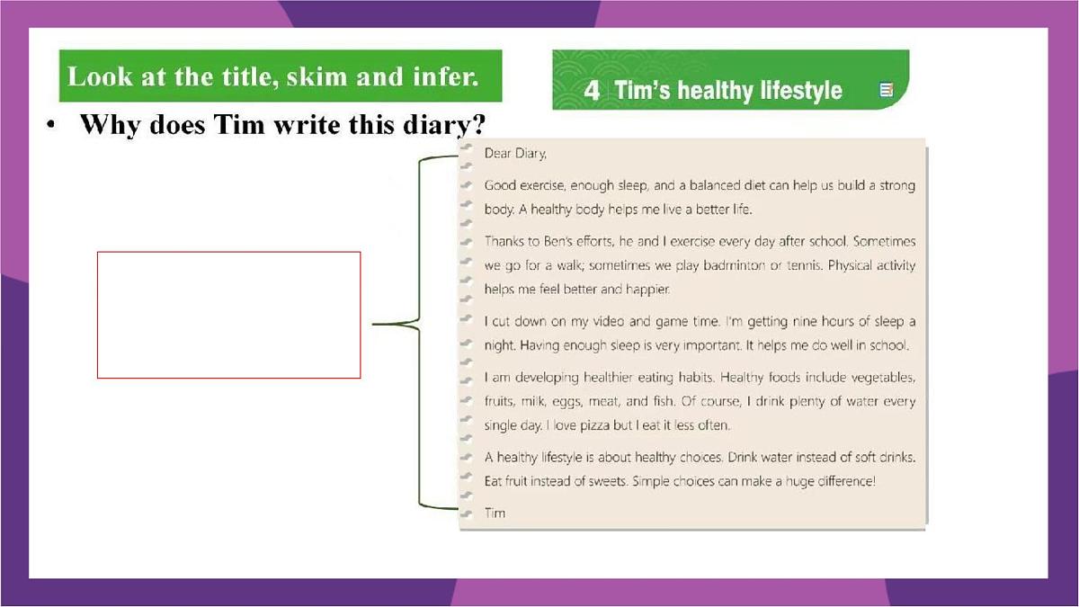 Unit 7 Ways to be healthy Lesson 4 Tim's healthy lifestyle 课件 2024-2025学年冀教版英语七年级下册第5页