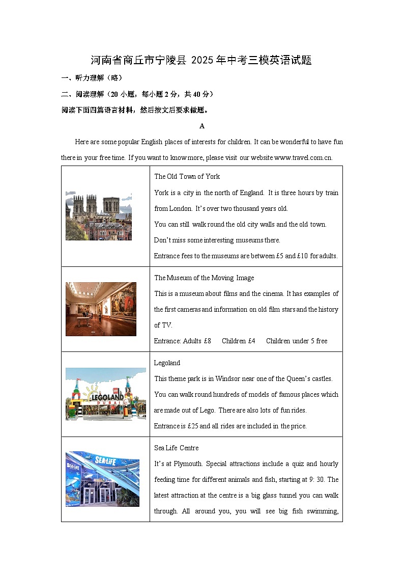 河南省商丘市宁陵县2025年中考三模英语试卷（解析版）第1页