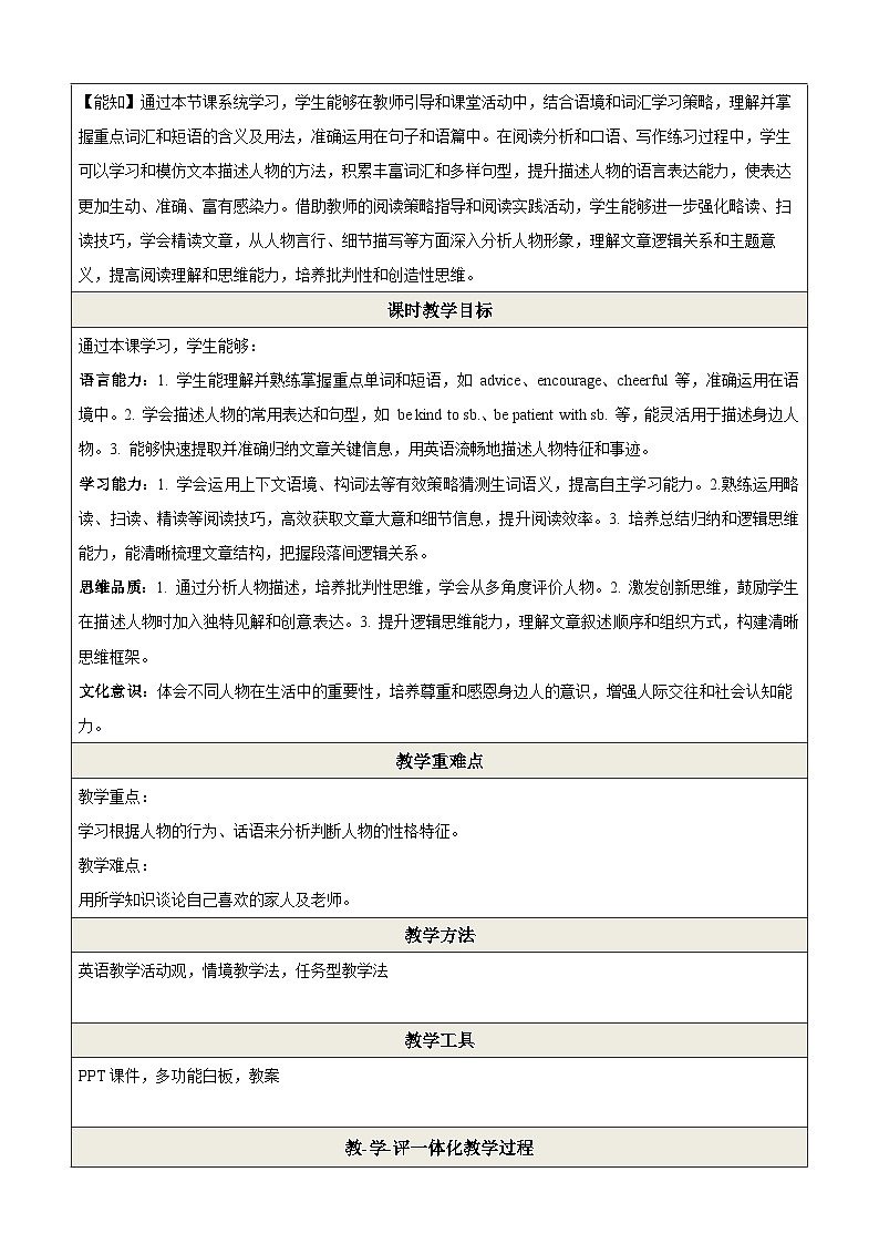 Unit 1 People around us第1课时Reading教学设计第2页