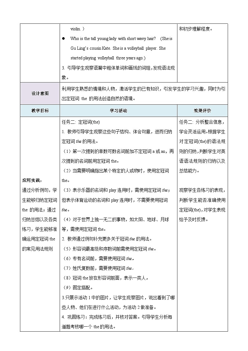 Unit 1 People around us第3课时Grammar教学设计第3页