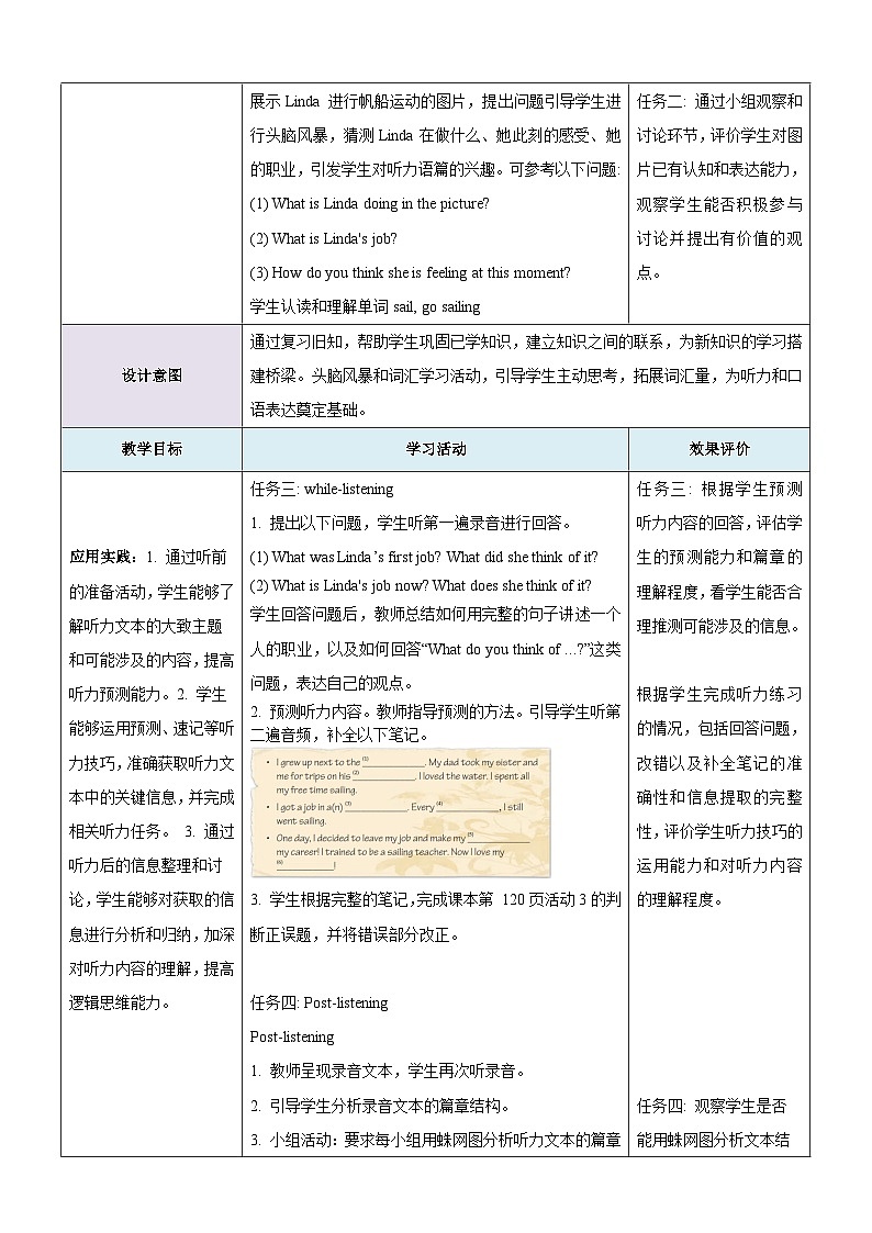 Unit 8 Follow your interests第2课时Listening& Speaking教学设计第3页