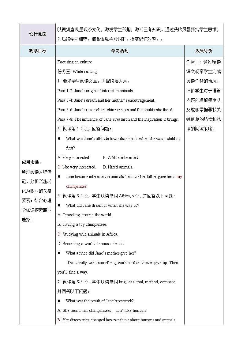 Unit 8 Follow your interests第5课时Focus on culture（阅读拓展与跨学科项目课）教学设计第3页