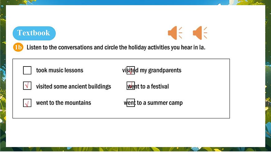 人教版（2024）英语八年级上册 Unit 1  Happy Holiday SectionA 1a-Prounciation （课件）第8页