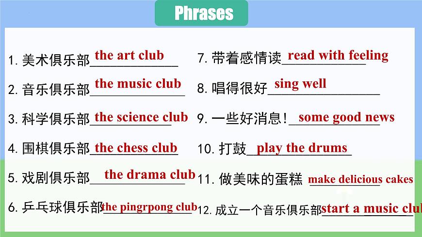 初中  英语  人教版（2024）  七年级上册Unit 5 Fun Clubs Review 课件第6页