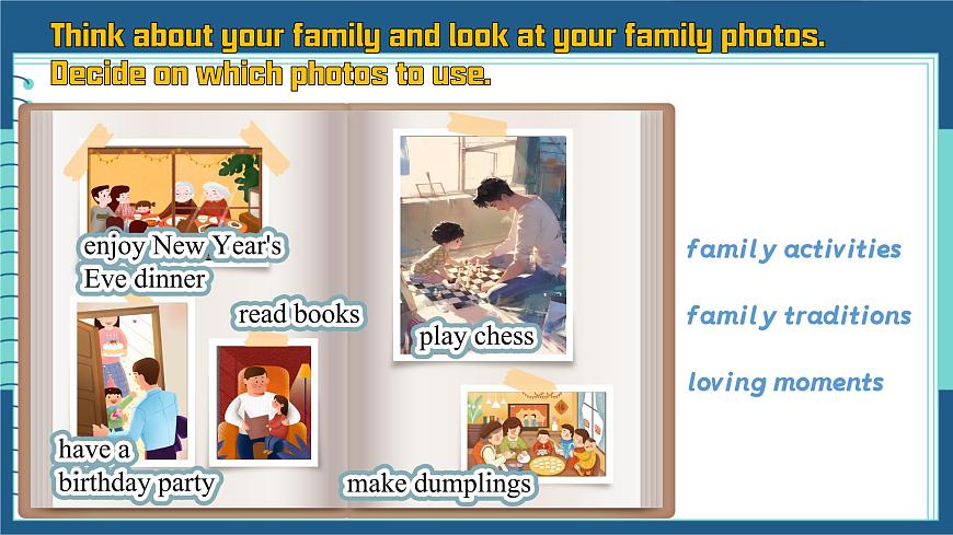2025年外研版七年级英语上册Unit 3 Family  ties Presenting ideas & Reflection（课件）第5页
