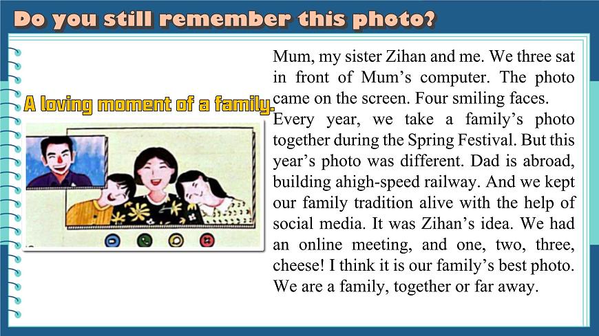 2025年外研版七年级英语上册Unit 3 Family  ties Presenting ideas & Reflection（课件）第7页