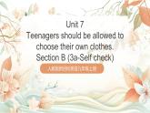 人教版新目標(biāo)英語九上Unit7《Teenagers should be allowed to choose their own clothes.》Section B 3a-Self check課件+導(dǎo)學(xué)案+分層練習(xí)（含解析）+素材