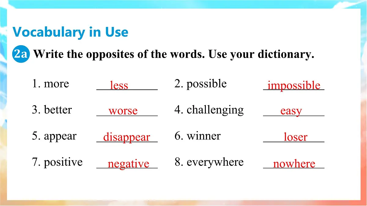 人教版（2024）英语八年级上册 Unit 7 When Tomorrow Comes Section B(2a—2c)（课件）第2页