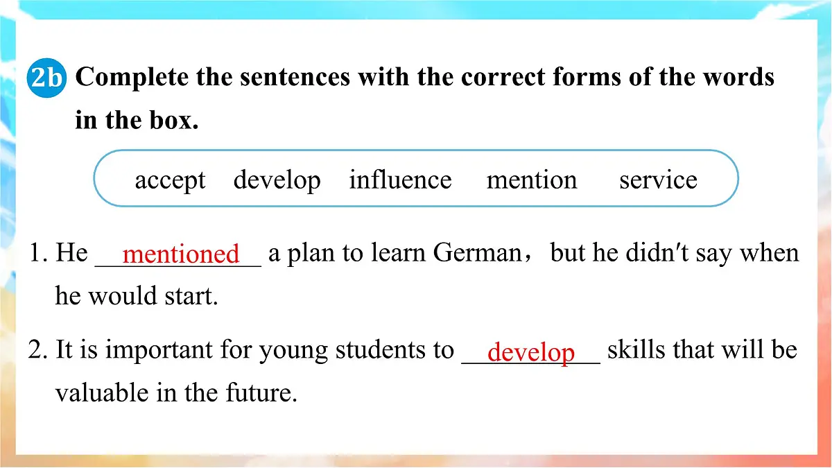 人教版（2024）英语八年级上册 Unit 7 When Tomorrow Comes Section B(2a—2c)（课件）第3页