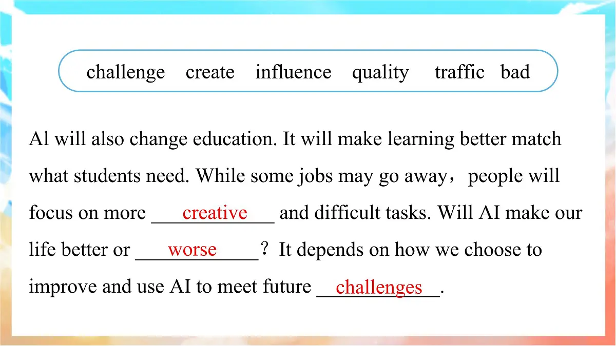 人教版（2024）英语八年级上册 Unit 7 When Tomorrow Comes Section B(2a—2c)（课件）第6页