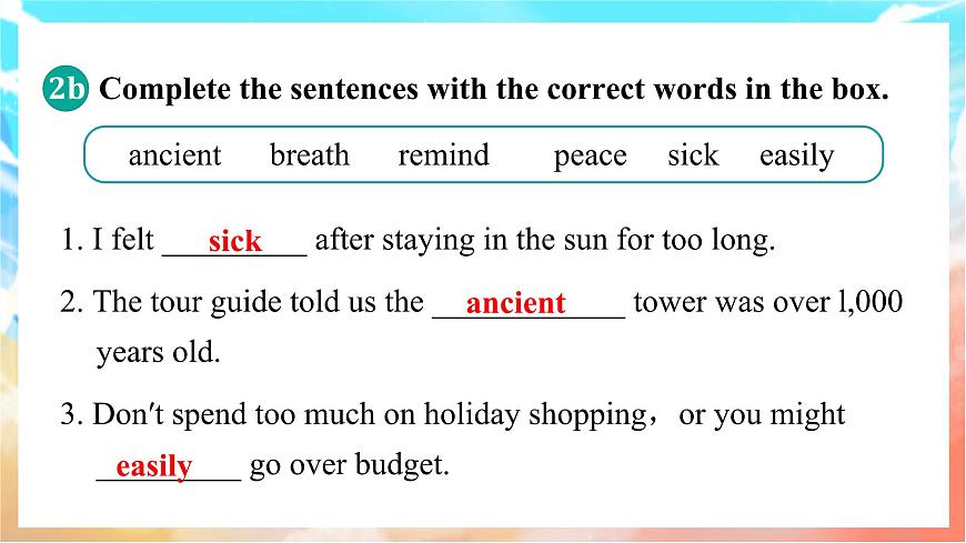 人教版（2024）英语八年级上册  Unit 1 Happy Holiday Section B(2a—2c)（课件）第4页