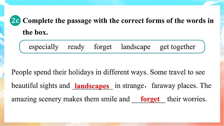 人教版（2024）英语八年级上册  Unit 1 Happy Holiday Section B(2a—2c)（课件）第6页