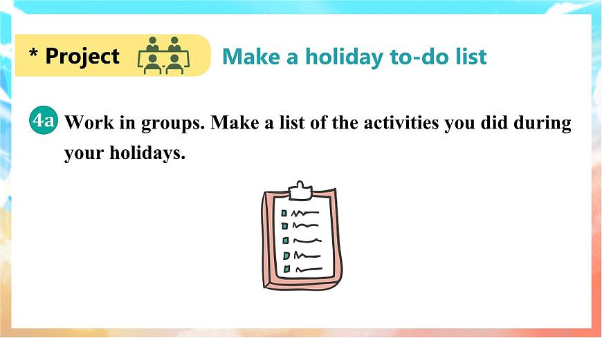 人教版（2024）英语八年级上册  Unit 1 Happy Holiday Section B(3a—3c Project)（课件）第8页