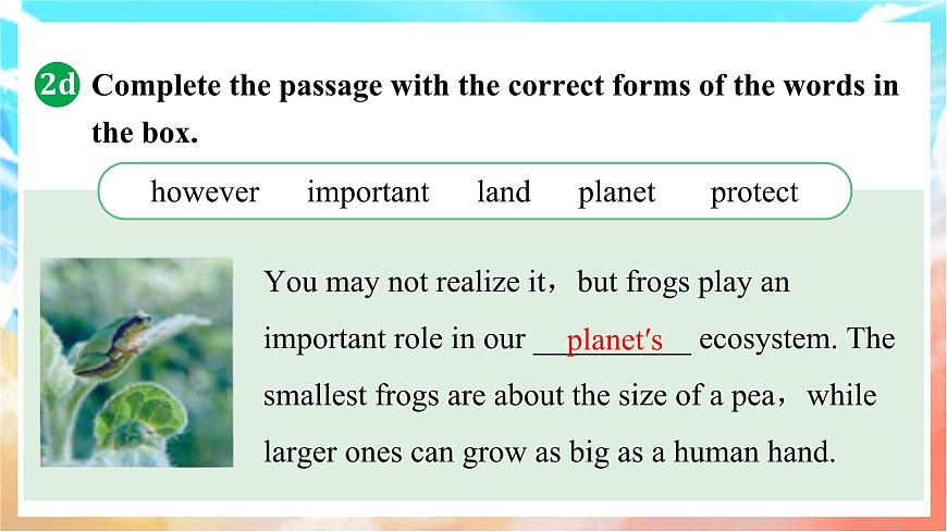 人教版（2024）英语八年级上册  Unit 4 Amazing Plants and Animals Section B(2a—2d)（课件）第6页