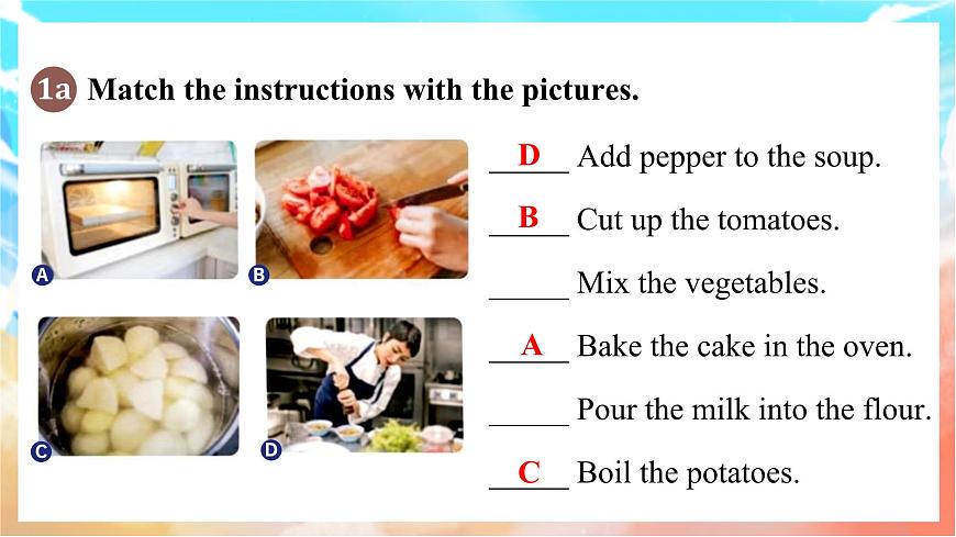 人教版（2024）英语八年级上册  Unit 5 What a Delicious Meal!Section A(1a—1d)（课件）第6页