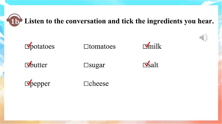 人教版（2024）英语八年级上册  Unit 5 What a Delicious Meal!Section A(1a—1d)（课件）第8页