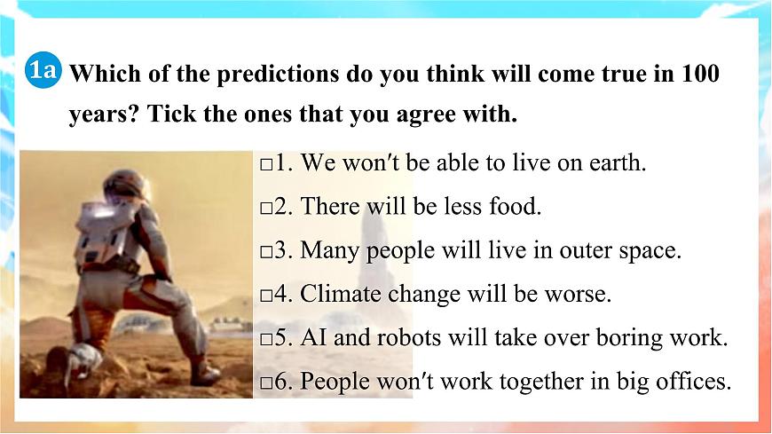 人教版（2024）英语八年级上册  Unit 7 When Tomorrow Comes Section A(1a—1d)（课件）第6页