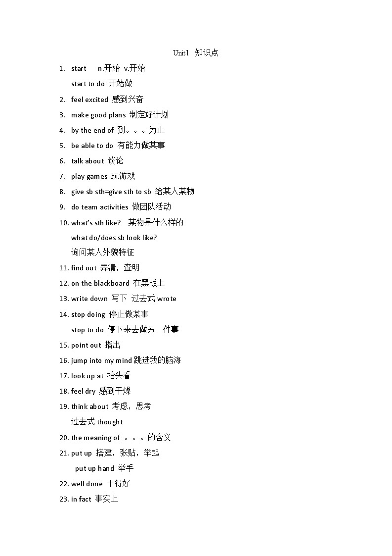 外研版（2024）七年级上册英语期末复习各单元知识点清单 学案第3页