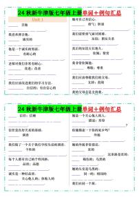 2024版新牛津版七年级上册期末专项练习英语单词＋例句汇总练习含答案