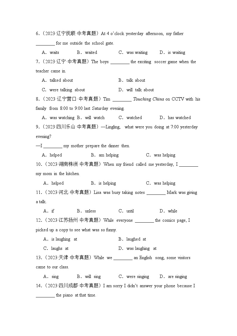 专题07时态语态（6）过去进行时及被动语态专项练习-【备战2024中考英语】中考英语语法专项突破（含答案与解析）第2页