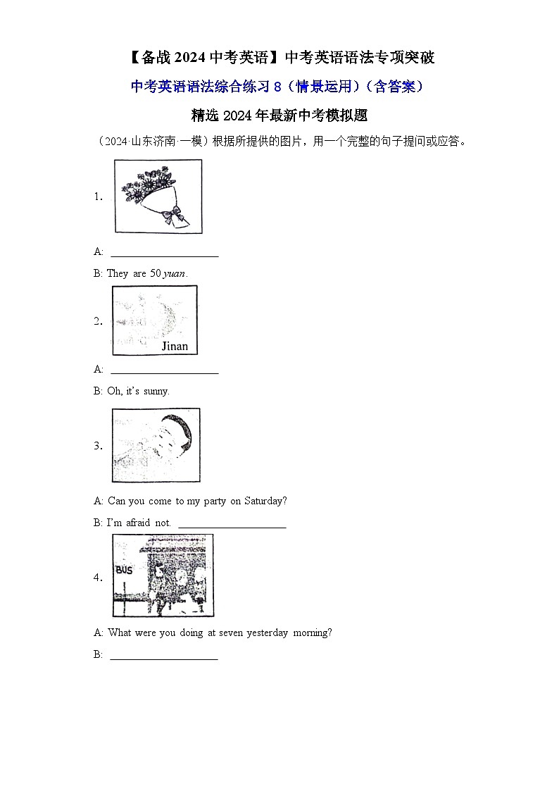 中考英语语法综合练习8（情景运用）-【备战2024中考英语】中考英语语法专项突破（含答案与解析）第1页