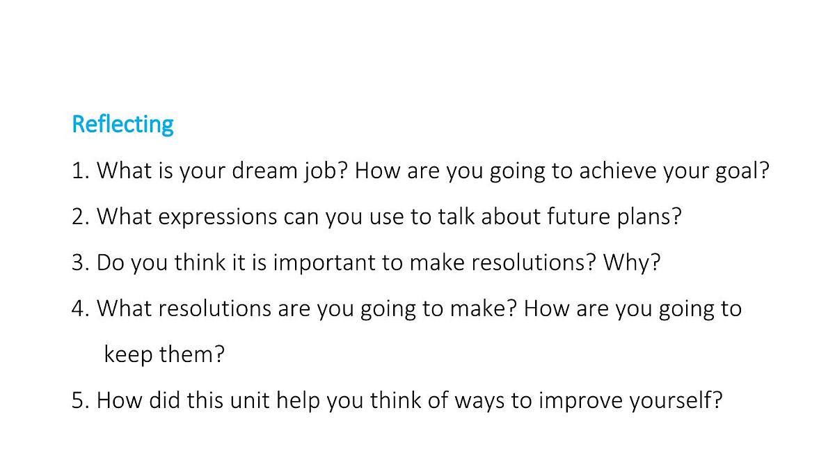 初中英语新人教版八年级上册Unit 6 Plan for Yourselfl复习课件（2025秋）第5页