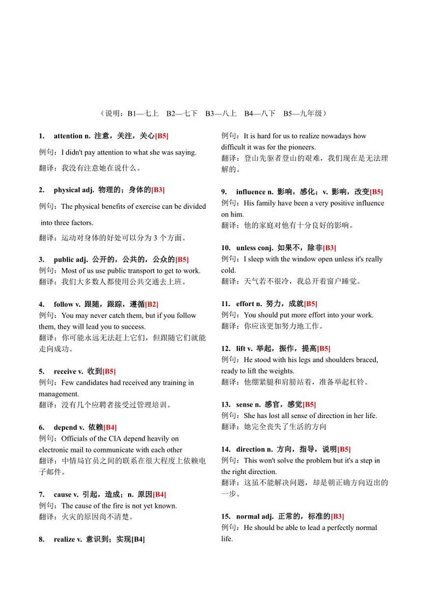 中考英语564个高频必背词汇知识点第1页