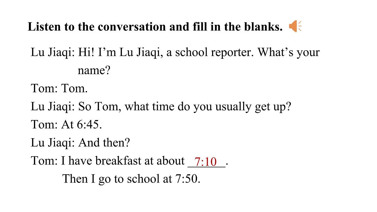 2025年人教版七年级英语上册Unit 6 A Day in the Life Lesson 2 Section A (2a-2e)（课件）第7页