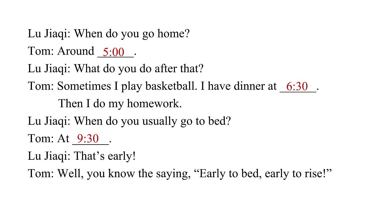 2025年人教版七年级英语上册Unit 6 A Day in the Life Lesson 2 Section A (2a-2e)（课件）第8页