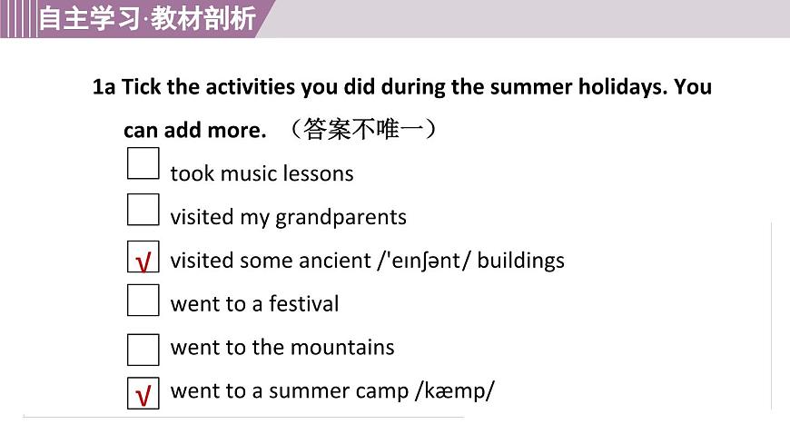 2025年秋人教版八年级英语上册  Unit 1 Happy Holiday（学习、上课课件）第2页