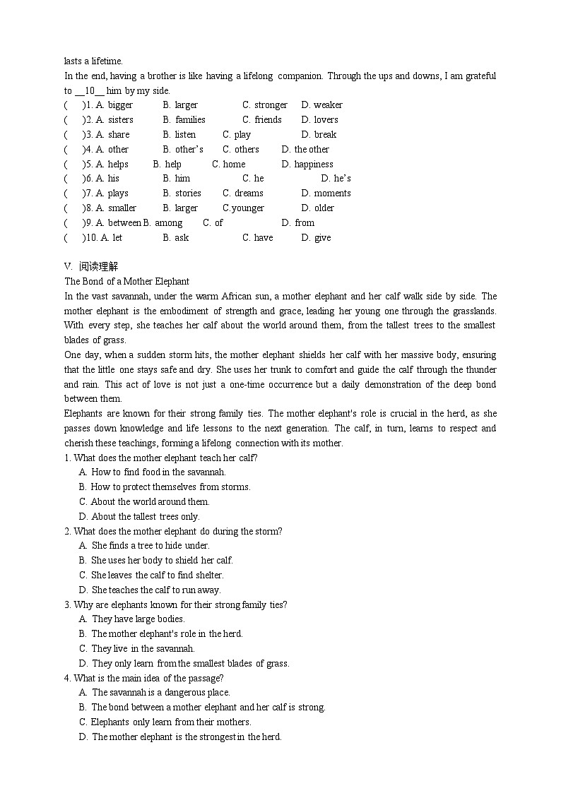 2025新外研版初中英语七上 Unit 3 Family ties单元测试卷（含答案与解析)第3页