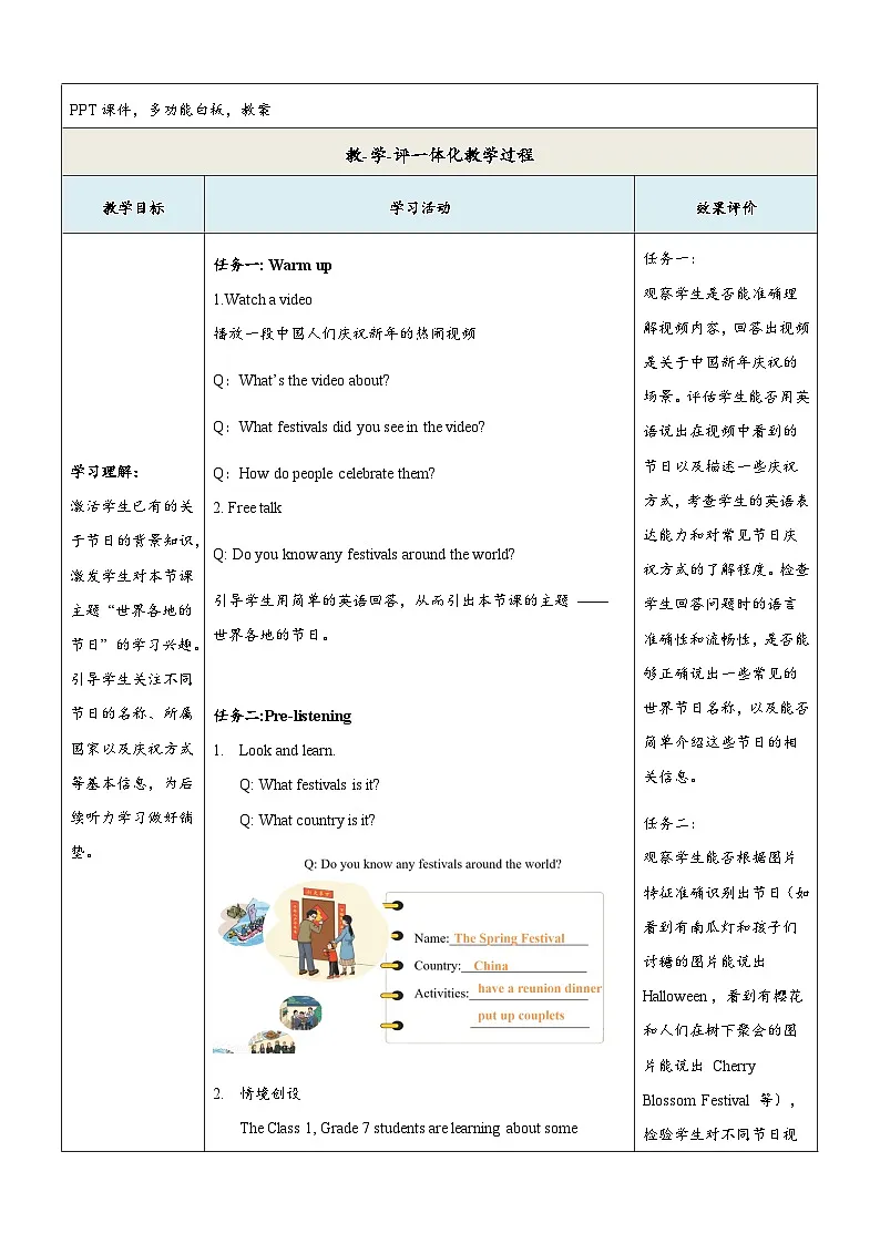 译林版2024版七年级上册英语Unit 8 Let's celebrate! 第1课时 Welcome to the unit教学设计第3页