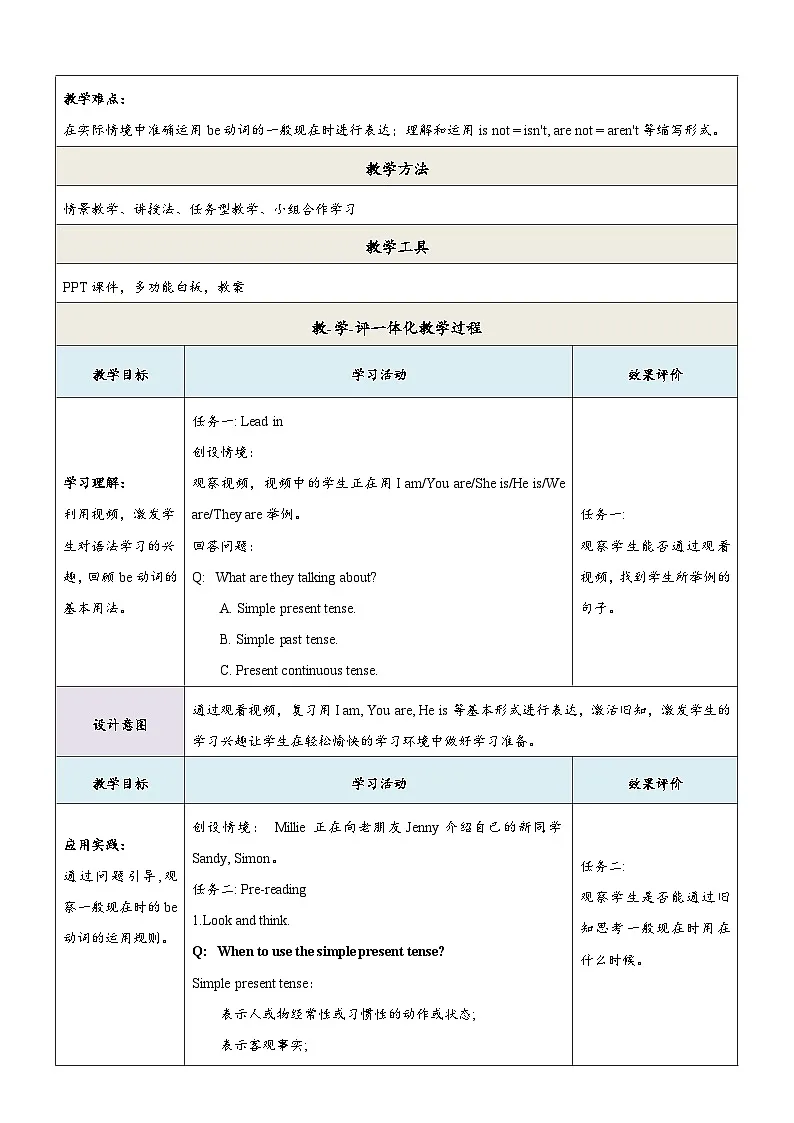 译林版2024版七年级上册英语Unit 1 This is me.（第3课时）Grammar教学设计第2页