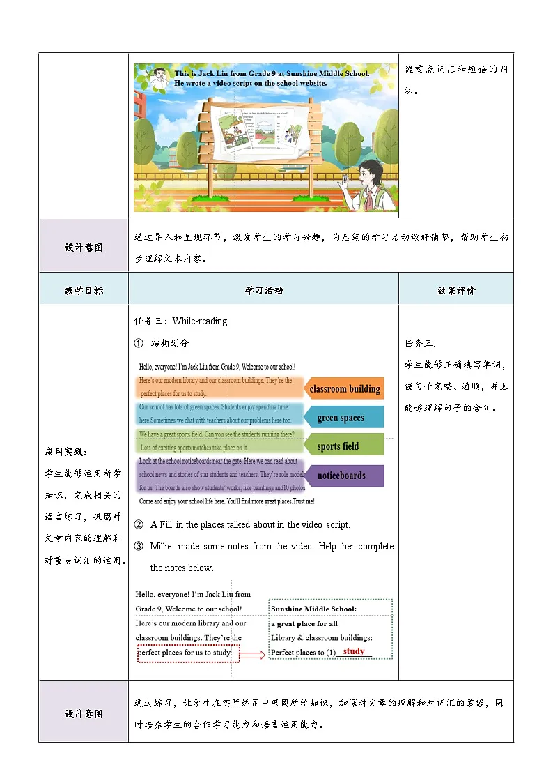 译林版2024版七年级上册英语Unit 3 Welcome to our school.（第2课时）Reading. 教学设计第3页