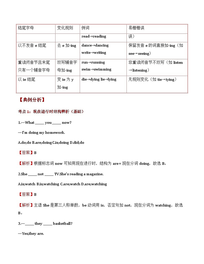 第05讲 现在进行时（解析版）【暑假自学课】2025年新八年级人教版（2024）英语第2页