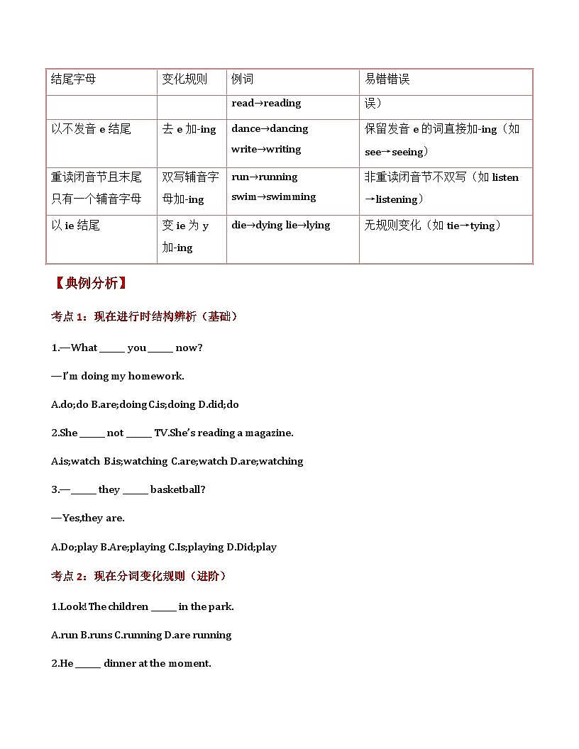 第05讲 现在进行时（原卷版）【暑假自学课】2025年新八年级人教版（2024）英语 第2页