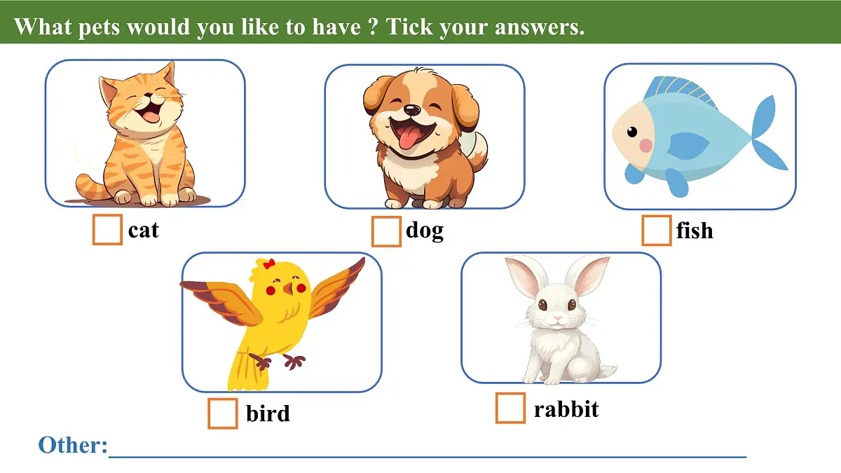 【创新情境】Unit 5 Lesson 1 I'd like to have a pet课件-新冀教版（2024）七上第4页