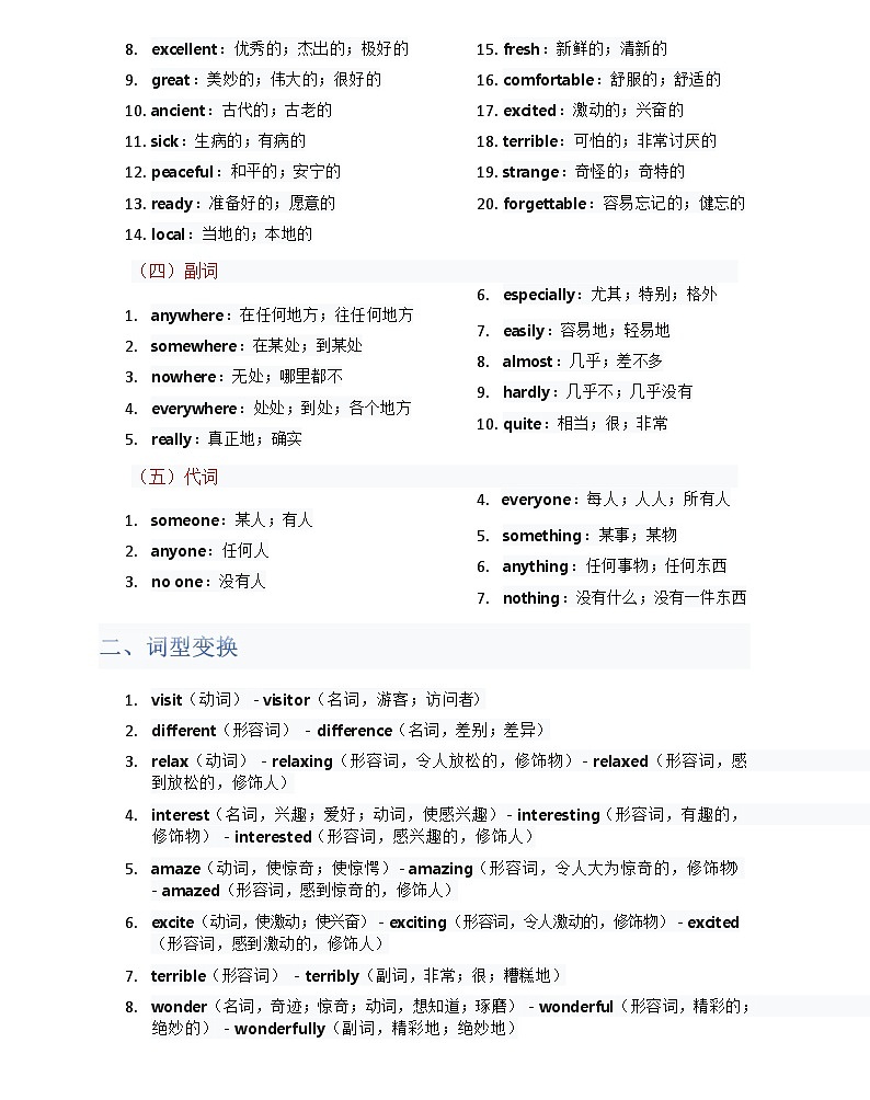 2025秋人教版八年级上册英语单元知识清单Unit 1-8第2页
