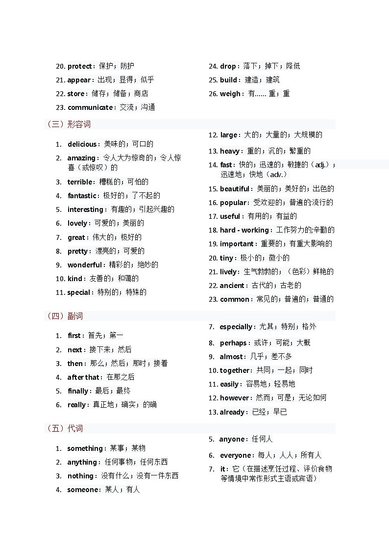 2025秋人教版八年级上册英语单元知识清单Unit 5第2页