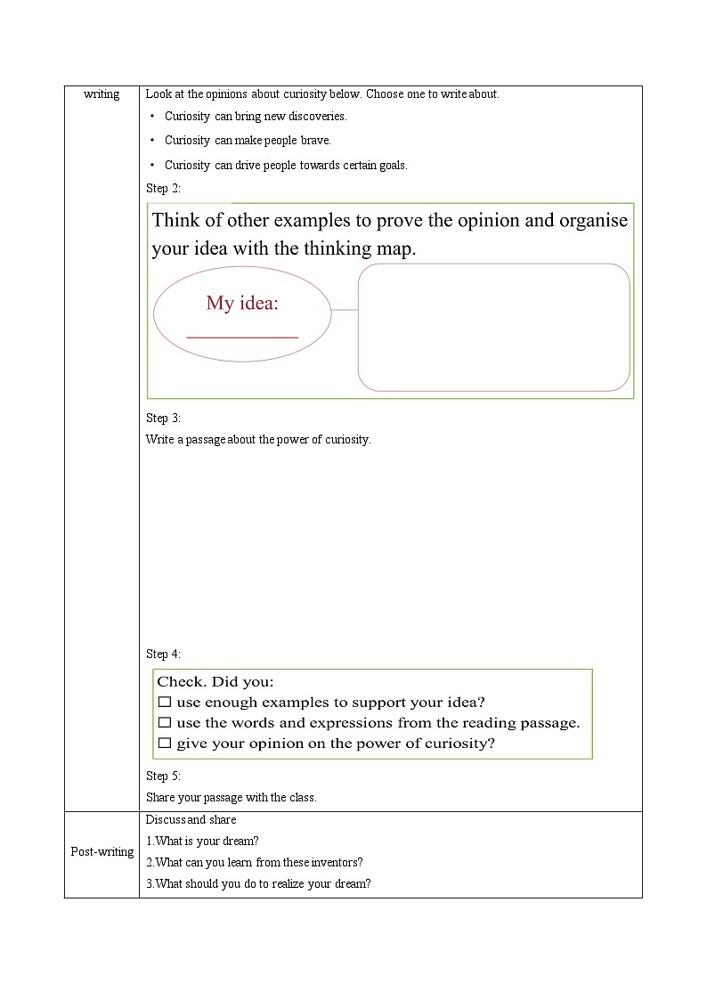 Unit 3 课时5 Developing ideas Reading for writing（导学案）第3页