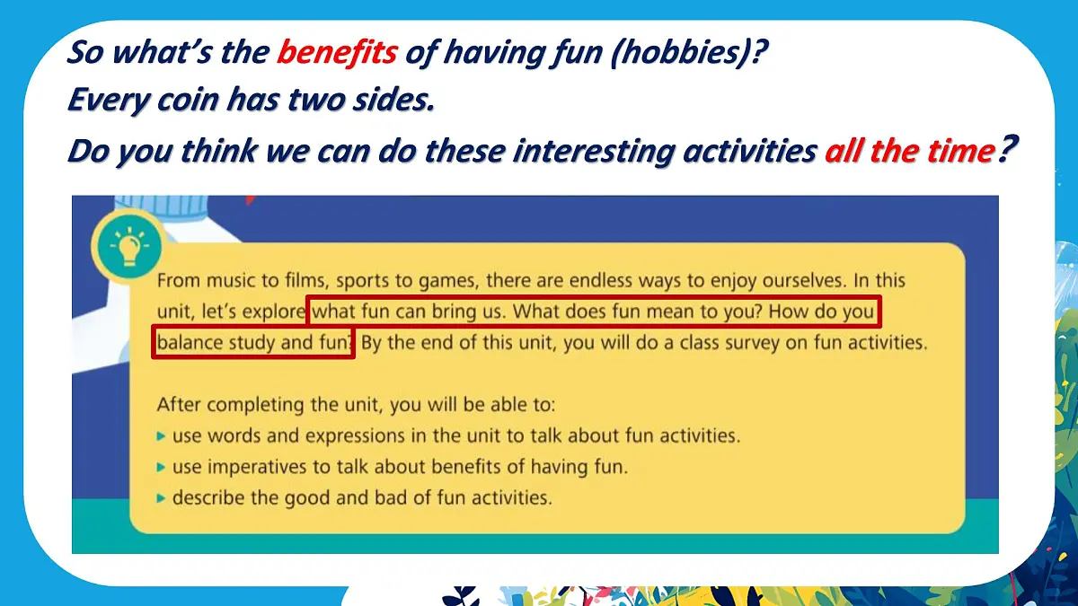 Unit 4 The art of having fun 第一课时 Starting out Understanding ideas课件 2024-2025学年外研版英语七年级下册第5页