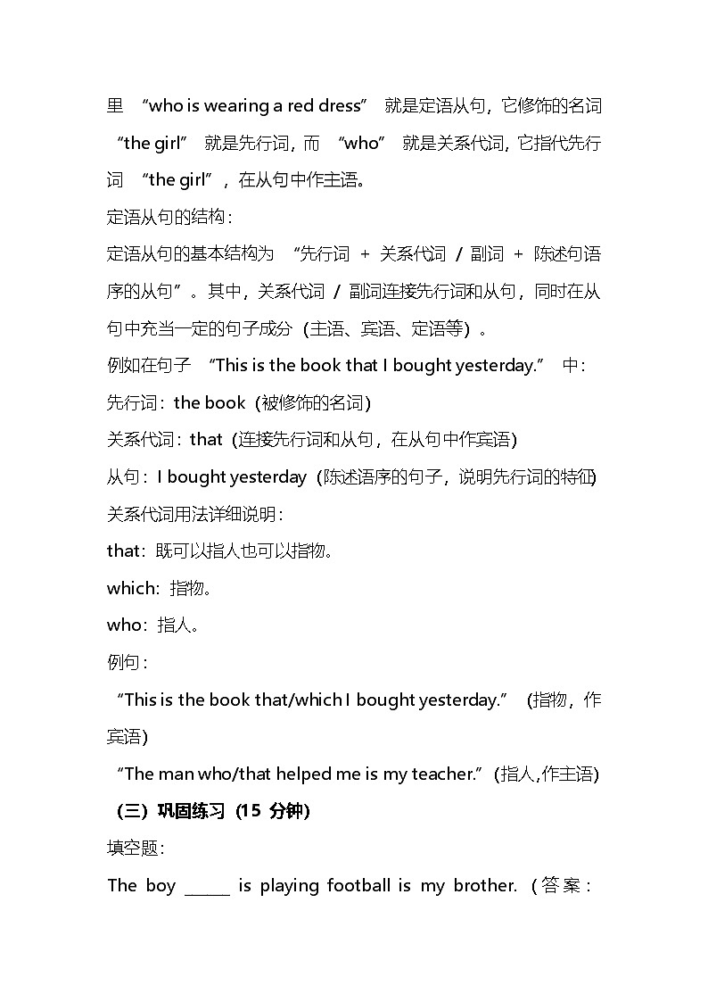 中考英语定语从句教案第3页